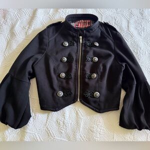 Black Girl’s Military Style Jacket with Bell Sleeves